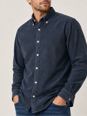 Everlane Men's Gray Button-Down Corduroy Long Sleeve Shirt  Size L